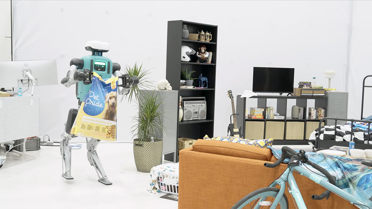 Agility Digit v5 Humanoid Robot Redecorating Room