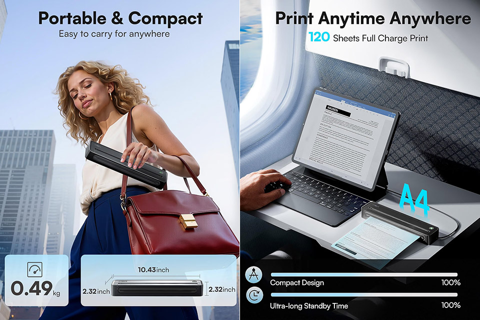 ETIKEZ D90E Inkless Travel Printer Thermal