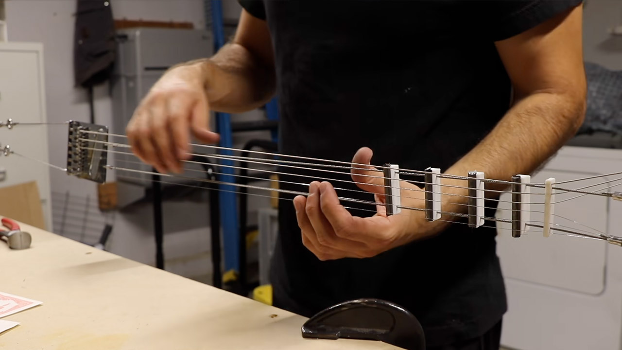 Playable Guitar No Neck, No Body Aircraft Cable