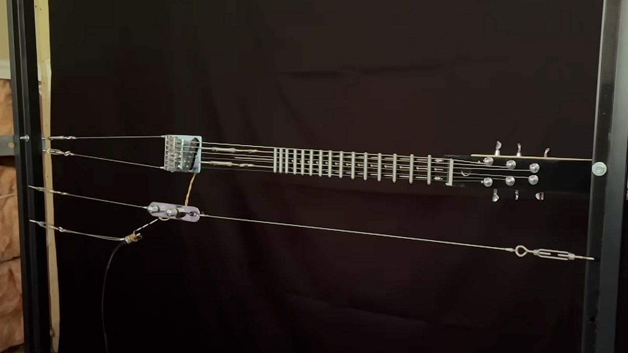 Playable Guitar No Neck, No Body Aircraft Cable