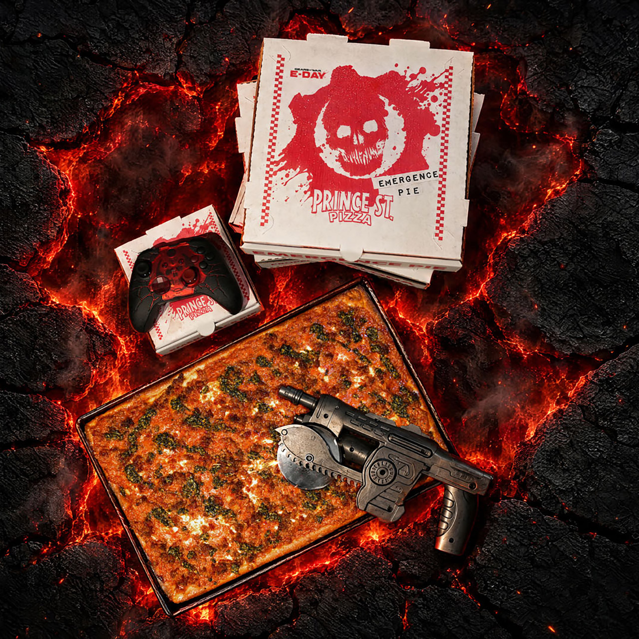 Xbox Prince Street Pizza Gears of War Lancer Cutter