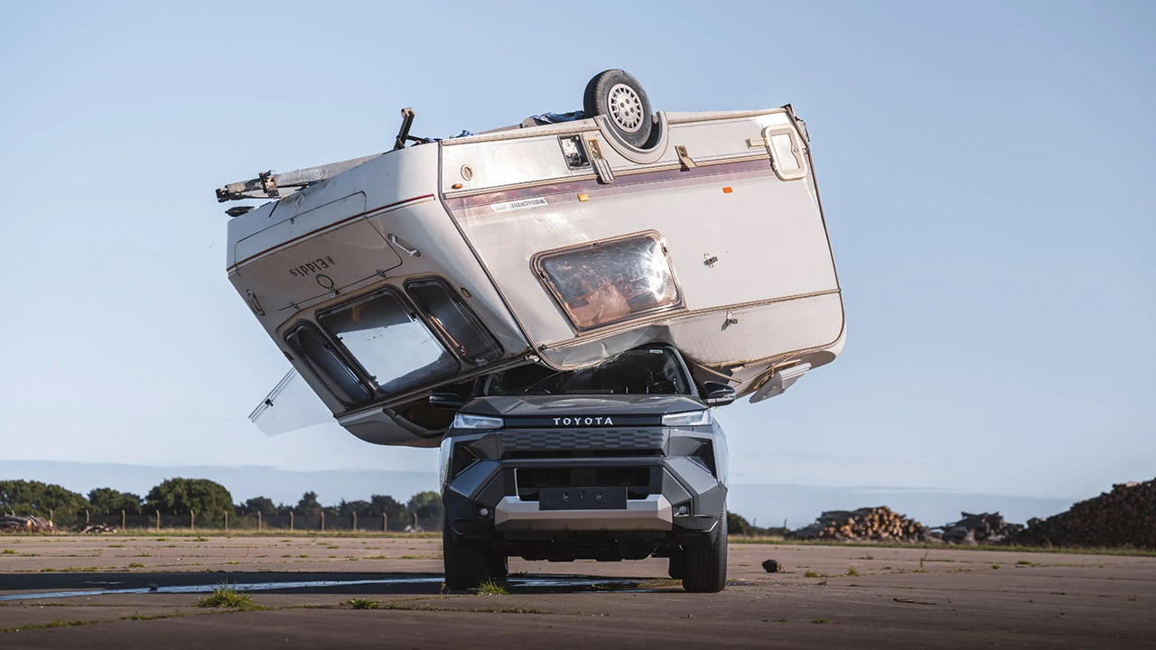 Toyota Electric Hilux Falling Caravan Top Gear