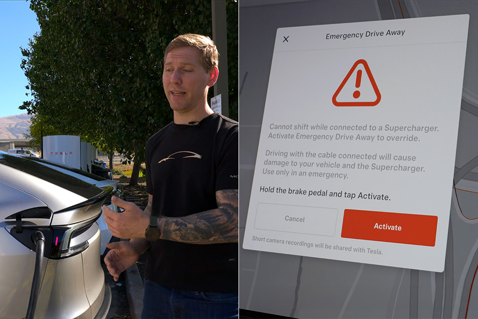 Tesla Emergency Drive Away Supercharger Charging