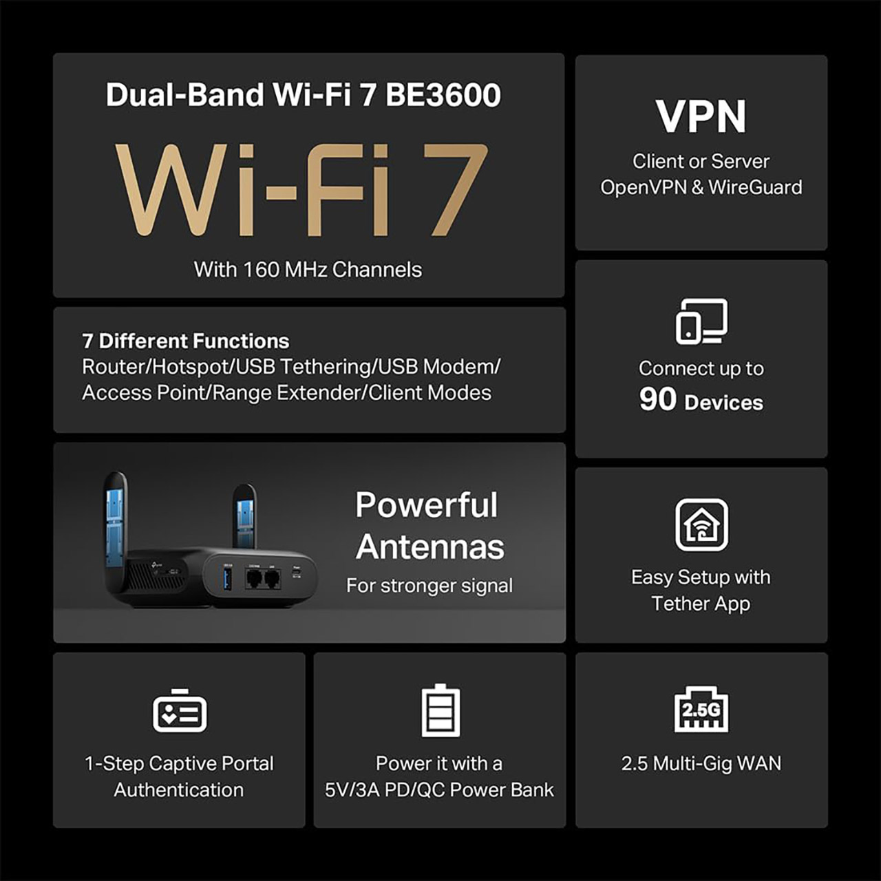 TP-Link Roam 7 BE3600 WiFi 7 Travel Router