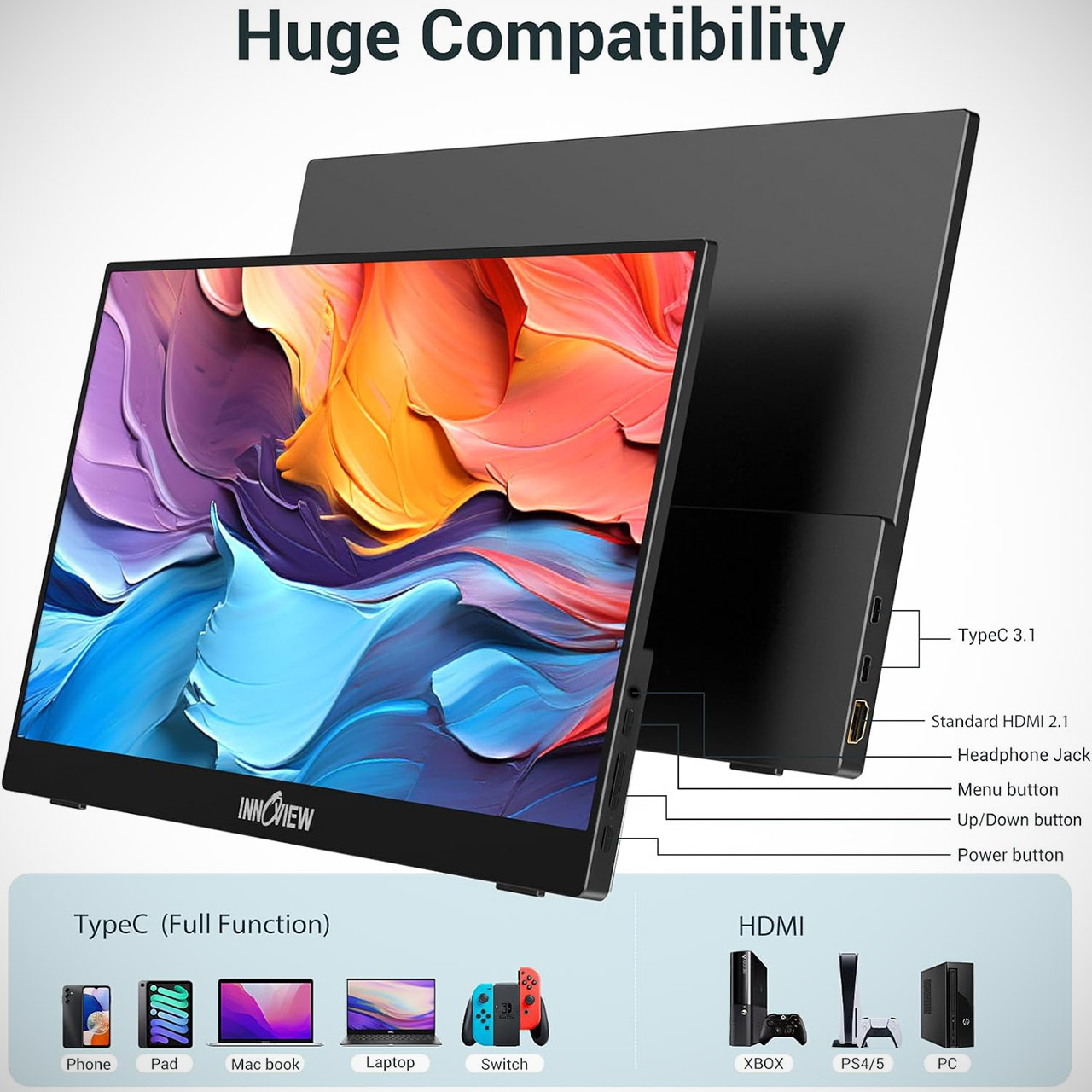 InnoView 15.6" IPS FHD 1080p Portable Monitor