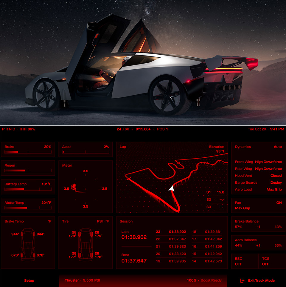 New Tesla Roadster User Interface Walkthrough Tour