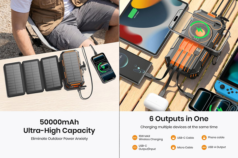 FEELLE 50,000 mAh Solar Power Bank